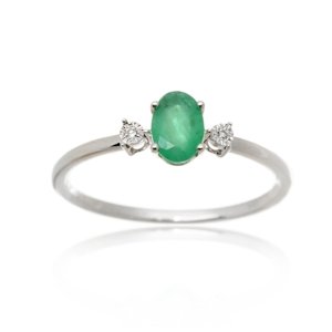 Prsten z bílého zlata se smaragdem a diamanty L'Amour Diamonds JR24485EMW + dárek zdarma