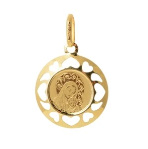 Zlatý medailonek s Pannou Marií a Ježíškem ZZ0783F + dárek zdarma
