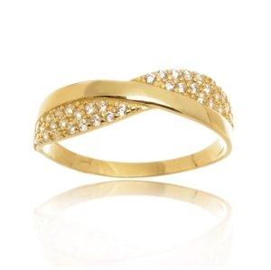 Dámský prsten ze žlutého zlata s čirými zirkony PR0469/1F + DÁREK ZDARMA