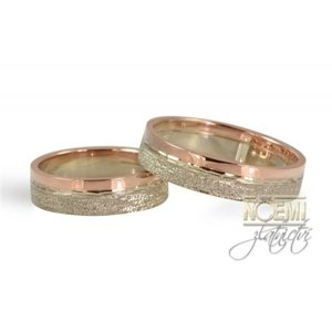 Snubní prsteny červenobílé zlaté 0094 + DÁREK ZDARMA