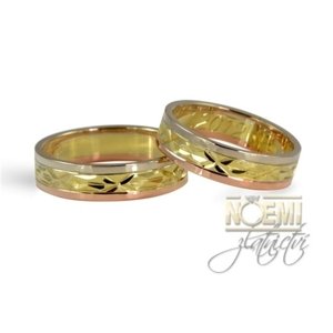 Snubní prsteny červenožlutobílé zlaté 0097 + DÁREK ZDARMA