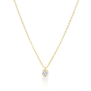 Dámský stříbrný pozlacený náhrdelník s čirým zirkonem STNAH163F