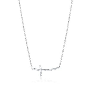 Dámský stříbrný náhrdelník křížek se zirkony STNAH168F