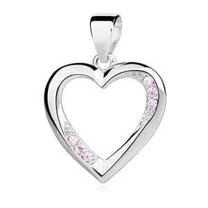 Klenoty Amber Stříbrný přívěsek - srdce s růžovým zirkonem