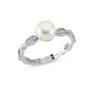 Stříbrný otevřený prsten Perla - nastavitelná velikost