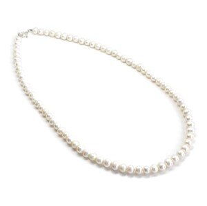Aranys Náhrdelník říční perly bílé 6 mm, Ag, 38 cm 07560