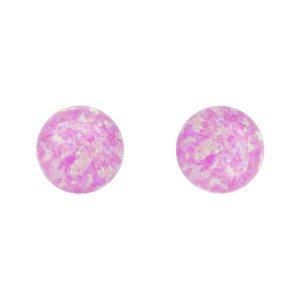 Aranys Stříbrné náušnice kulička - bílý, modrý a růžový opál, 6 mm, Růžová 16844