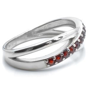 Granát Stříbrný prsten elegant český granát, 50, Rhodiování 04403