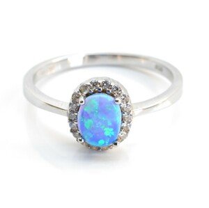 Aranys Stříbrný prsten opál modrý, 60 04428