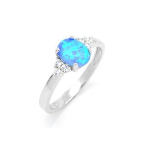 Aranys Stříbrný prsten opál modrý, 60 05620