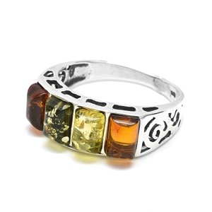 Aranys Stříbrný prsten jantar, barevný, 65 54465