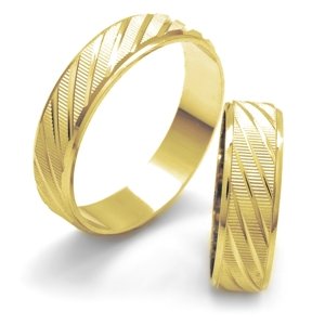 Aranys Snubní prsteny stříbrné zlacené, proužky, 54 54732
