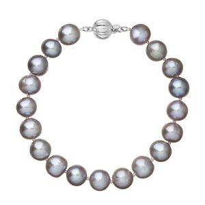 Perlový náramek z říčních perel se zapínáním z bílého 14 karátového zlata 823010.3/9272B grey,Perlový náramek z říčních perel se zapínáním z bílého 14