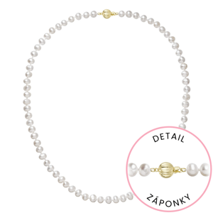 Perlový náhrdelník z říčních perel se zapínáním ze 14 karátového zlata 922001.1/9272A bílý,Perlový náhrdelník z říčních perel se zapínáním ze 14 karát