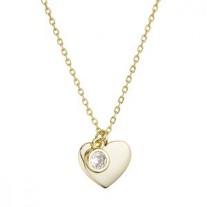 Pozlacený stříbrný náhrdelník lesklé srdíčko s přívěskem ze zirkonu 12068.1,Pozlacený stříbrný náhrdelník lesklé srdíčko s přívěskem ze zirkonu 12068.