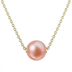 Pozlacený stříbrný náhrdelník s růžovou říční perlou na řetízku 22047.3 pink,Pozlacený stříbrný náhrdelník s růžovou říční perlou na řetízku 22047.3 p
