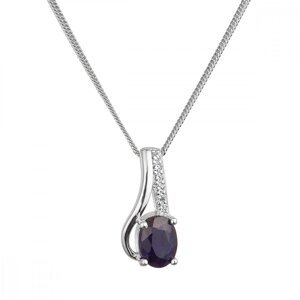 Stříbrný náhrdelník luxusní s pravým minerálním kamenem temně modrý 12083.3 sapphire,Stříbrný náhrdelník luxusní s pravým minerálním kamenem temně mod
