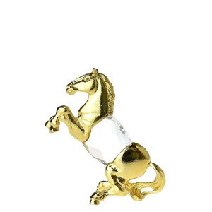 Kovová pozlacená figurka kůň s bílým broušeným skleněným křišťálem,Kovová pozlacená figurka kůň s bílým broušeným skleněným křišťálem
