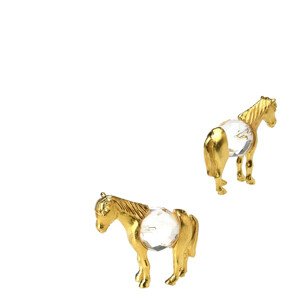 Kovová pozlacená figurka malý kůň s bílým broušeným skleněným křišťálem,Kovová pozlacená figurka malý kůň s bílým broušeným skleněným křišťálem