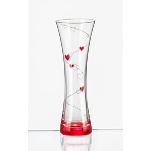 Skleněná váza červená srdce Love 19,5 cm,Skleněná váza červená srdce Love 19,5 cm