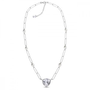 Stříbrný náhrdelník bílý čirý z pravých říčních perel Trilliant N4706C6W Krystal,Stříbrný náhrdelník bílý čirý z pravých říčních perel Trilliant N4706
