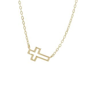 Stříbrný náhrdelník ve zlaté barvě s motivem kříže,Stříbrný náhrdelník ve zlaté barvě s motivem kříže