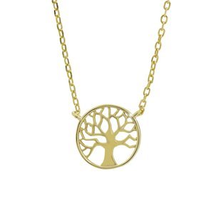 Stříbrný náhrdelník s přívěskem v motivu stromu života ve zlaté barvě,Stříbrný náhrdelník s přívěskem v motivu stromu života ve zlaté barvě