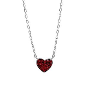 Stříbrný náhrdelník srdce se Swarovski Elements Siam,Stříbrný náhrdelník srdce se Swarovski Elements Siam