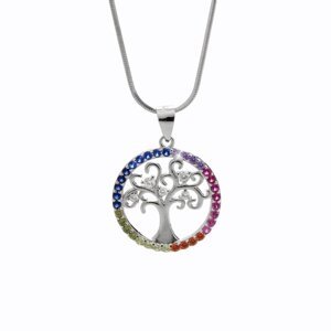 Stříbrný náhrdelník ve tvaru stromu života Multi,Stříbrný náhrdelník ve tvaru stromu života Multi