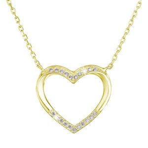 Pozlacený náhrdelník srdce s bílými zirkony 12010.1 Au plating,Pozlacený náhrdelník srdce s bílými zirkony 12010.1 Au plating