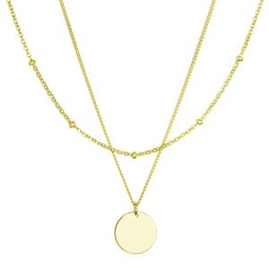 Pozlacený náhrdelník dvouřadý s placičkou a řetízkem s kuličkami 62002 Au plating,Pozlacený náhrdelník dvouřadý s placičkou a řetízkem s kuličkami 620