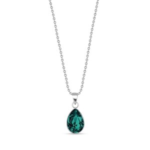 Stříbrný náhrdelník se Swarovski Elements zelená kapka Baroque N432010EM Emerald,Stříbrný náhrdelník se Swarovski Elements zelená kapka Baroque N43201