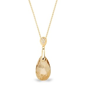 Stříbrný pozlacený náhrdelník se Swarovski Elements zlatá kapka Dainty Drop NG610616GS Gold Shadow,Stříbrný pozlacený náhrdelník se Swarovski Elements