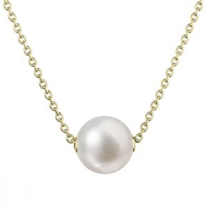 Pozlacený stříbrný náhrdelník s pevnou bílou říční perlou na řetízku 22047.1 Au plating,Pozlacený stříbrný náhrdelník s pevnou bílou říční perlou na ř