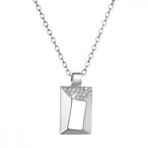 Stříbrný náhrdelník obdelník se zirkony bílý 12055.1 crystal,Stříbrný náhrdelník obdelník se zirkony bílý 12055.1 crystal