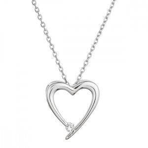 Stříbrný náhrdelník srdce s jedním zirkonkem 12053.1,Stříbrný náhrdelník srdce s jedním zirkonkem 12053.1