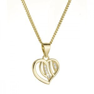 Pozlacený stříbrný náhrdelník srdce se zirkony 12074.1 Au plating,Pozlacený stříbrný náhrdelník srdce se zirkony 12074.1 Au plating