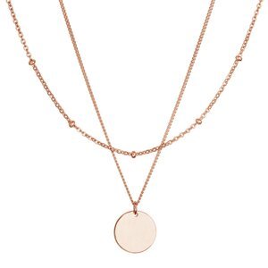Pozlacený ROSE náhrdelník dvouřadý s placičkou a řetízkem s kuličkami 62002,Pozlacený ROSE náhrdelník dvouřadý s placičkou a řetízkem s kuličkami 6200