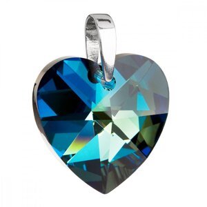 Stříbrný přívěsek s krystaly Swarovski modré srdce 34002.5 Bermuda Blue,Stříbrný přívěsek s krystaly Swarovski modré srdce 34002.5 Bermuda Blue