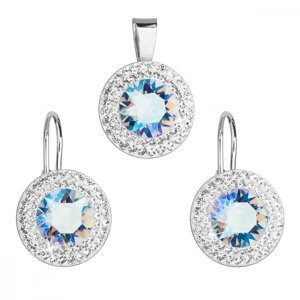 Sada šperků s krystaly Swarovski náušnice a přívěsek modré kulaté 39107.5 Light Sapphire Shimmer,Sada šperků s krystaly Swarovski náušnice a přívěsek