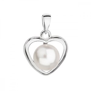 Stříbrný přívěsek s bílou perlou srdce 34246.1 White,Stříbrný přívěsek s bílou perlou srdce 34246.1 White