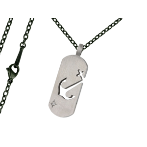 Pánský náhrdelník Známka s kotvou Typ řetízku: Řetízek chirurgická ocel 55 cm x 0,25 cm černý 2634/RET4