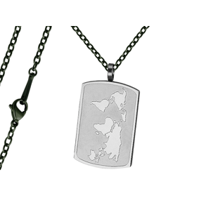 Pánský náhrdelník Známka s mapou Typ řetízku: Řetízek chirurgická ocel 55 cm x 0,25 cm černý 2637/RET2