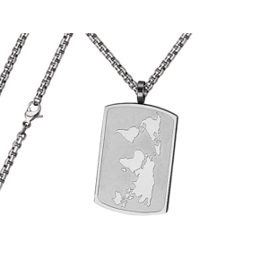 Pánský náhrdelník Známka s mapou Typ řetízku: Řetízek chirurgická ocel 55 cm x 0,3 cm zakulacený 2637/RET3