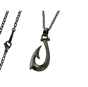Pánský náhrdelník Rybářský háček černý Typ řetízku: Řetízek chirurgická ocel 55 cm x 0,25 cm černý 2652/RET2