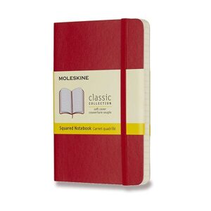 Zápisník Moleskine VÝBĚR BAREV - měkké desky - S, čtverečkovaný 1331/11243 - Zápisník Moleskine - měkké desky červený