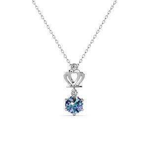 Royal Fashion stříbrný pozlacený náhrdelník Alexandrit DGPS0029-WG