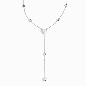 Royal Fashion stříbrný náhrdelník GU-DR24617N-SILVER-MOONSTONE-ROSEQUARTZ-AMETHYST
