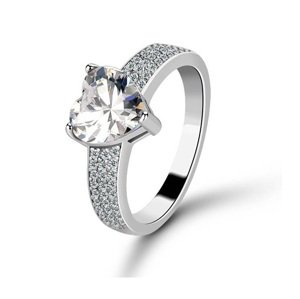 Emporial stříbrný rhodiovaný prsten Třpytivé srdce MA-MR1005-SILVER Velikost: 6 (EU: 51-53)