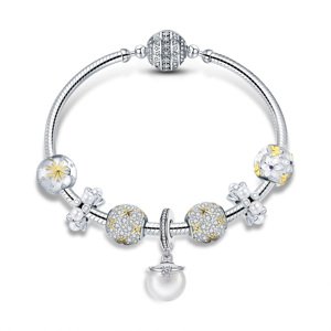 Royal Fashion Kompletní náramek s přívěsky Jemná perla SCB806 Velikost: 19 cm